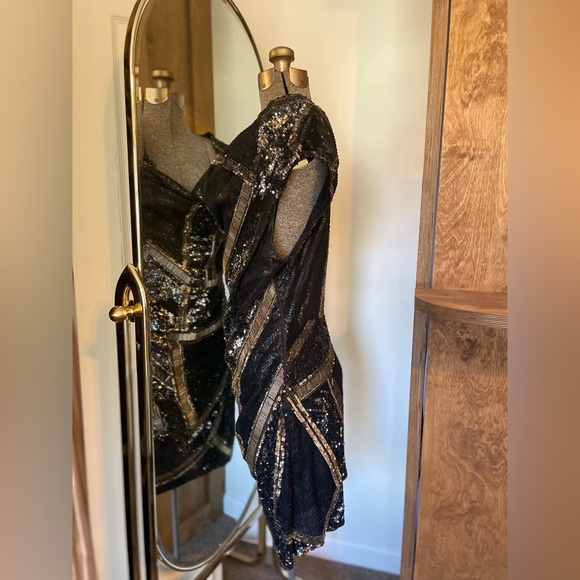 All Saint Dasia Dress sequined gold and black New Year’s Eve dress size 10 - Picture 4 of 8